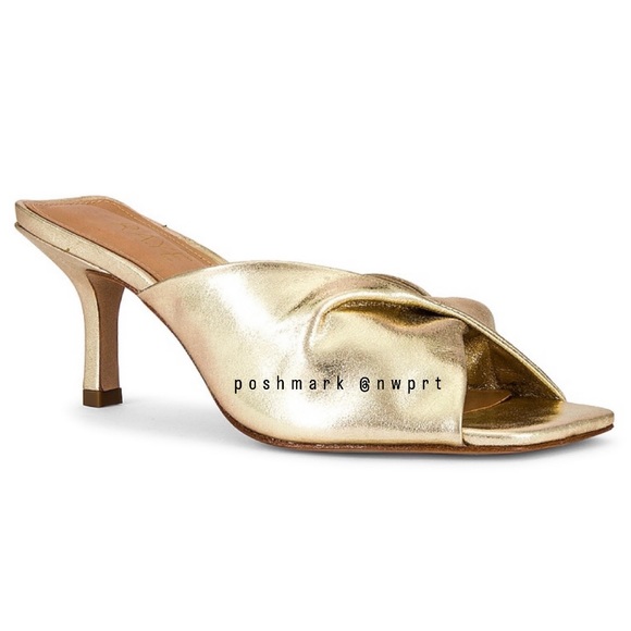 RAYE Shoes - NEW 💯 RAYE Dane Metallic Gold Leather Twist Mule Heel 36.5 37 7